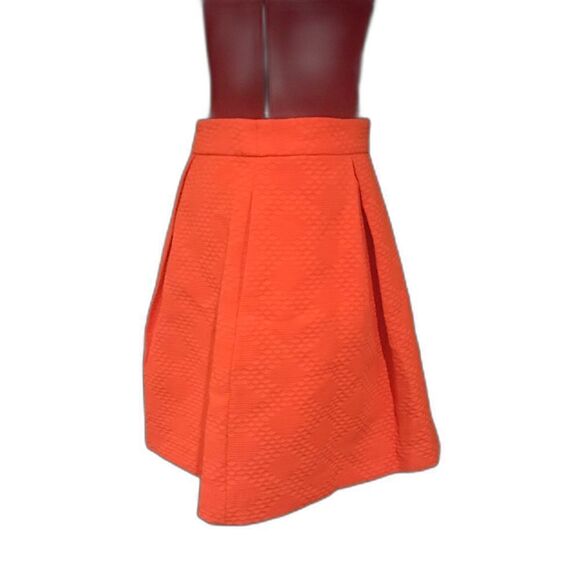 Trina Turk Skirt Women Size 2 Orange Pleated Pockets Exposed Back Zipper Cotton - Picture 2 of 7